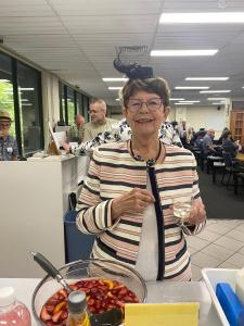 Dolores Brokers enjoying a drink. 